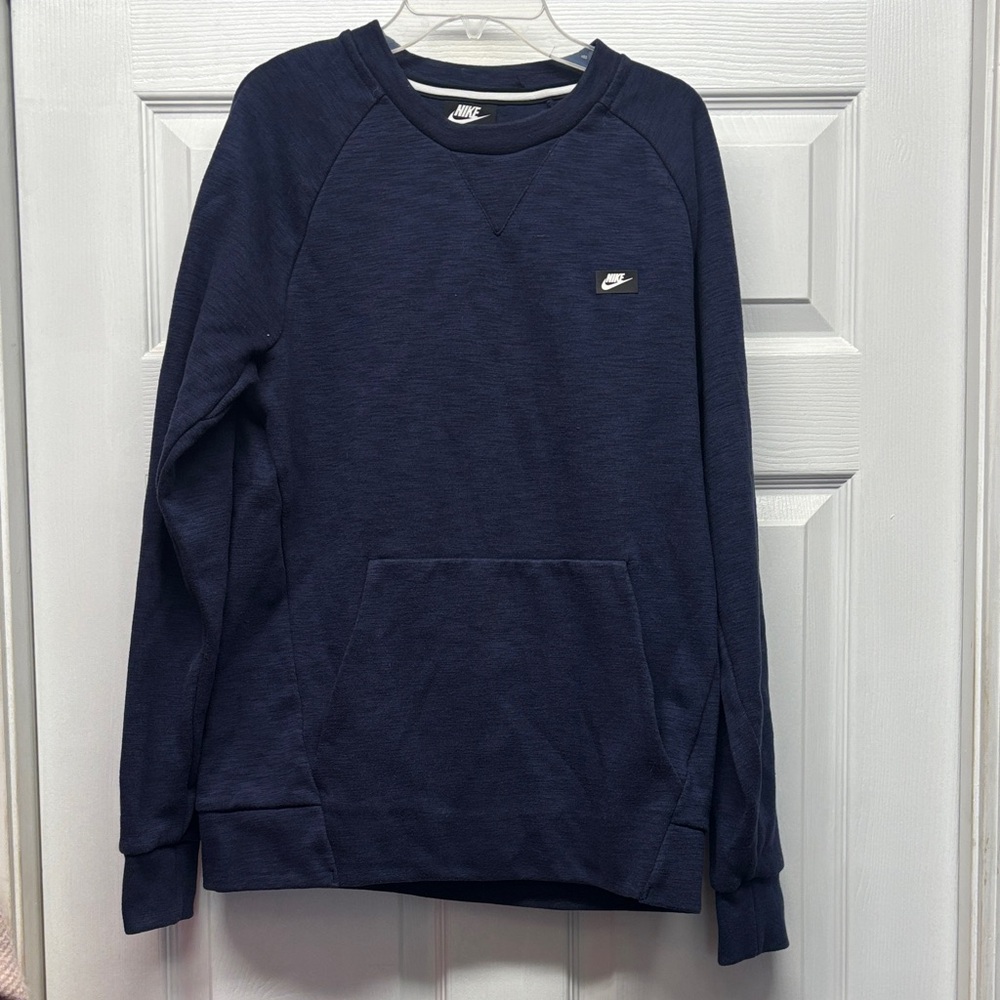 Nike Men's Deep Heather Blue Crewneck Sweatshirt with Pockets Small
